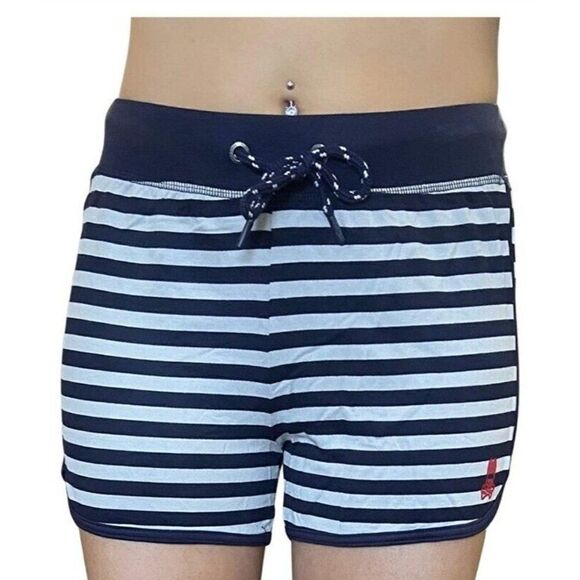 Psycho Bunny Shorts Gray Blue Stripped Drawstring Lounge Sleep Shorts - Picture 1 of 6